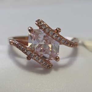 Nwt Charmed Aroma Sterling Silver Square Gem Ring With Rose Gold Metal Details 9